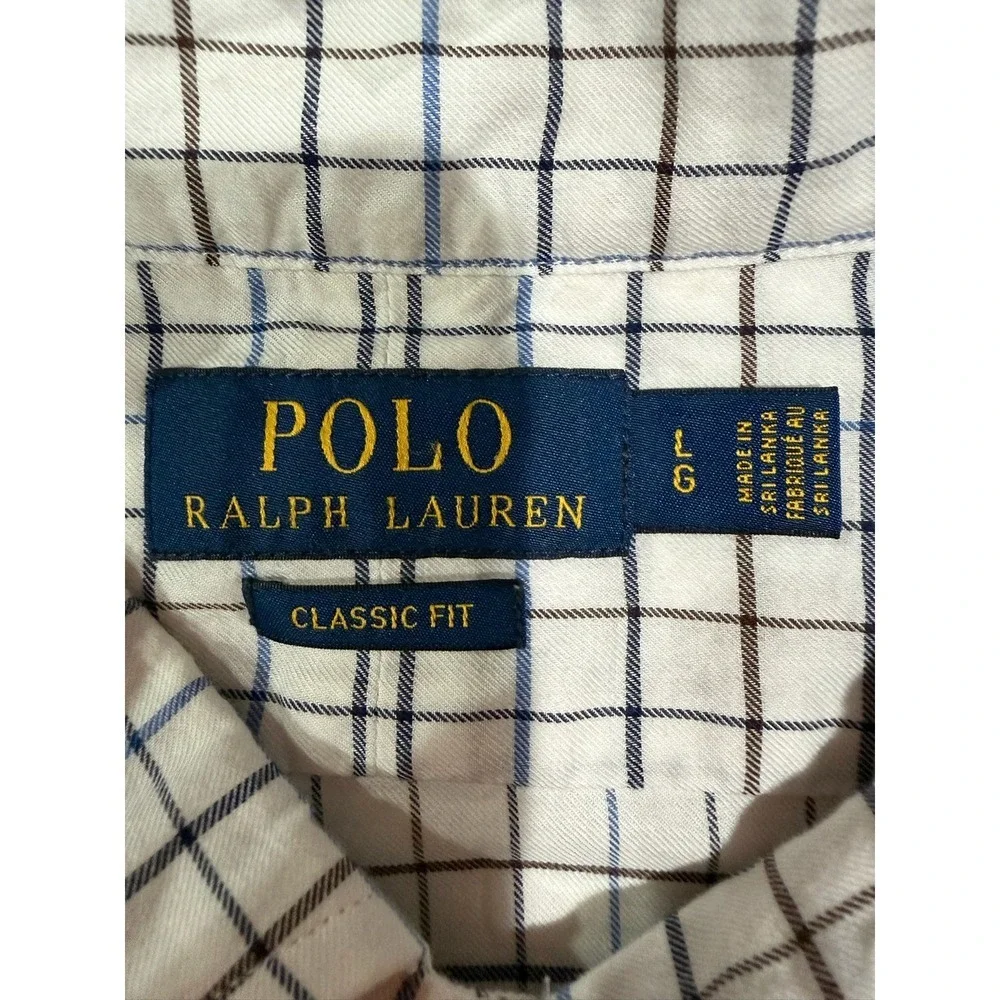 Polo Ralph Lauren Mens Classic Fit Tattersall Check Button Down Shirt Size Large